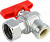 Кран шаровой FAR 3/4"EU(TP)-3/4", НР-накидная гайка EPDM, угловой, красн. бабочка, хром